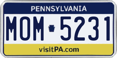 PA license plate MOM5231