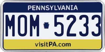 PA license plate MOM5233