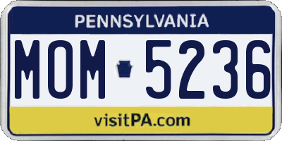 PA license plate MOM5236