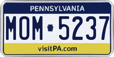 PA license plate MOM5237