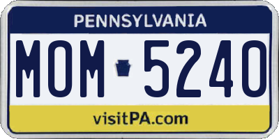 PA license plate MOM5240