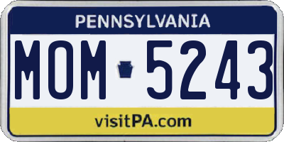 PA license plate MOM5243