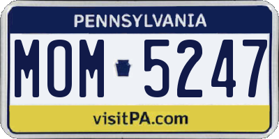 PA license plate MOM5247