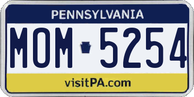 PA license plate MOM5254