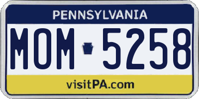PA license plate MOM5258