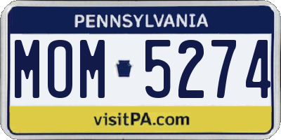 PA license plate MOM5274