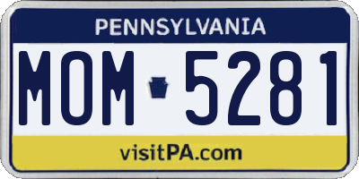 PA license plate MOM5281