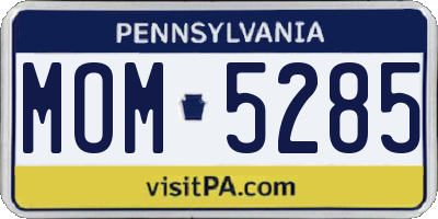 PA license plate MOM5285
