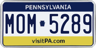 PA license plate MOM5289