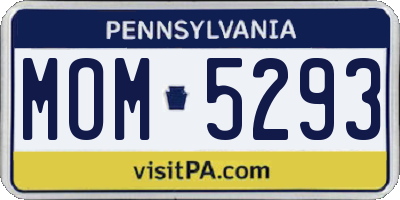 PA license plate MOM5293