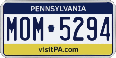 PA license plate MOM5294