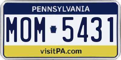 PA license plate MOM5431