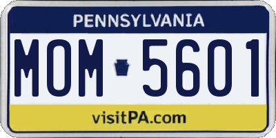 PA license plate MOM5601