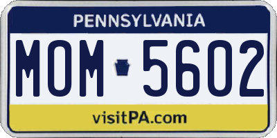 PA license plate MOM5602