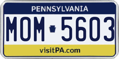PA license plate MOM5603