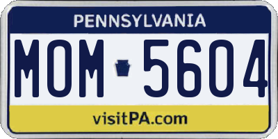 PA license plate MOM5604