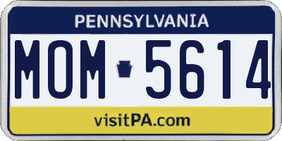 PA license plate MOM5614