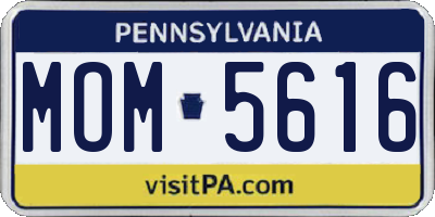 PA license plate MOM5616