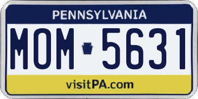 PA license plate MOM5631