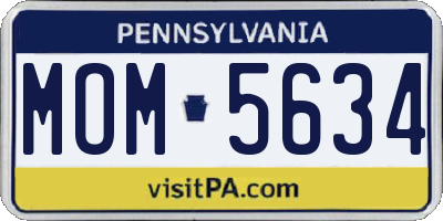 PA license plate MOM5634