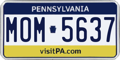PA license plate MOM5637