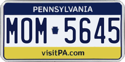 PA license plate MOM5645