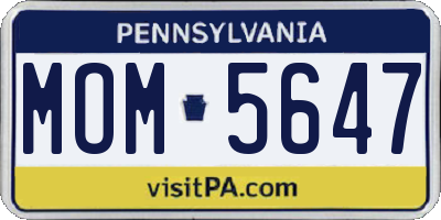 PA license plate MOM5647