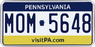 PA license plate MOM5648