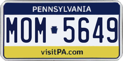 PA license plate MOM5649