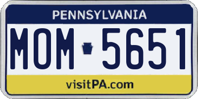PA license plate MOM5651
