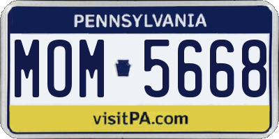 PA license plate MOM5668