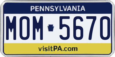 PA license plate MOM5670