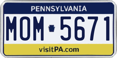 PA license plate MOM5671
