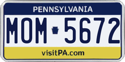 PA license plate MOM5672
