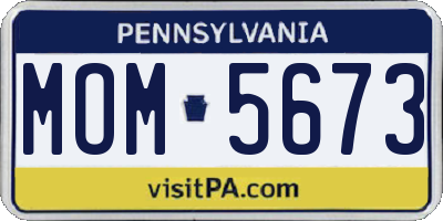 PA license plate MOM5673