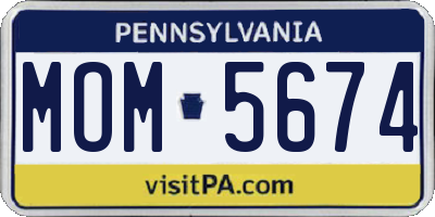 PA license plate MOM5674