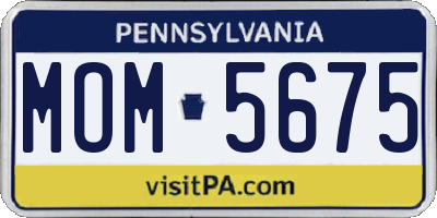 PA license plate MOM5675