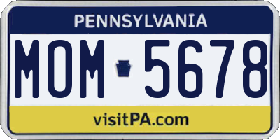 PA license plate MOM5678
