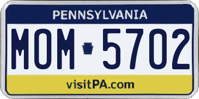 PA license plate MOM5702