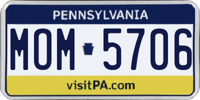 PA license plate MOM5706