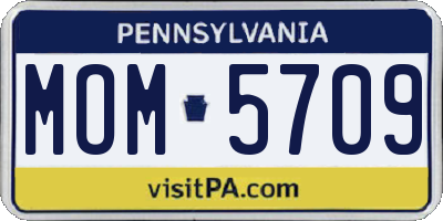 PA license plate MOM5709