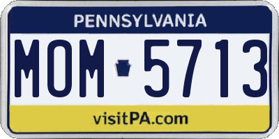 PA license plate MOM5713
