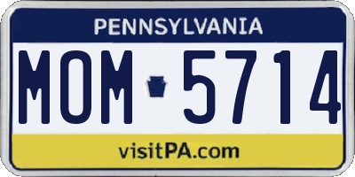 PA license plate MOM5714