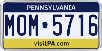 PA license plate MOM5716