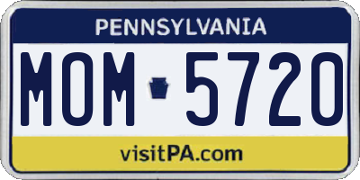 PA license plate MOM5720
