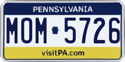 PA license plate MOM5726
