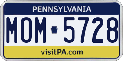 PA license plate MOM5728