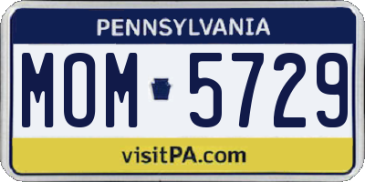 PA license plate MOM5729