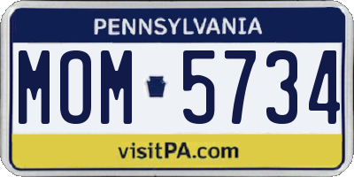 PA license plate MOM5734