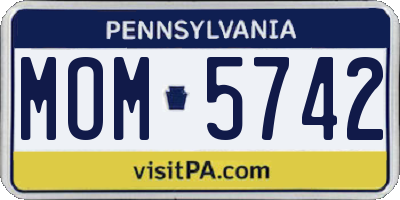 PA license plate MOM5742